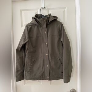 Women Abercrombie & Fitch fleece lined water & wind resistant army green coat L